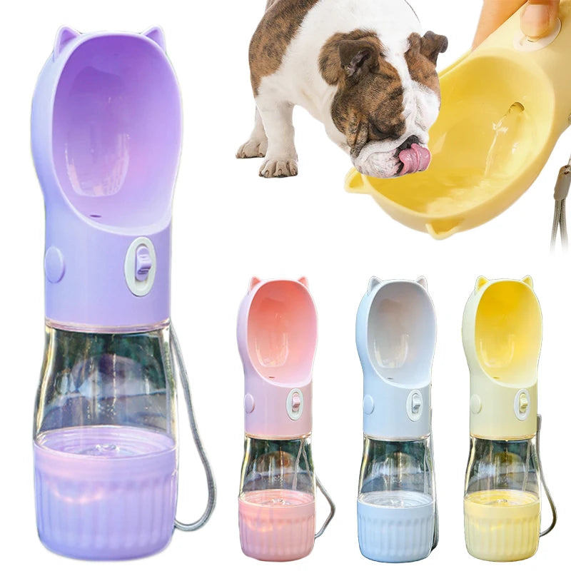 Portable Water Bottle with Food Container for Small To Medium  Dogs.