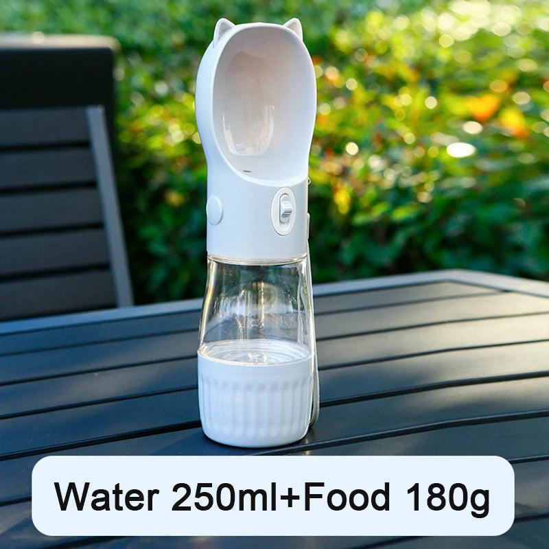 Portable Water Bottle with Food Container for Small To Medium  Dogs.