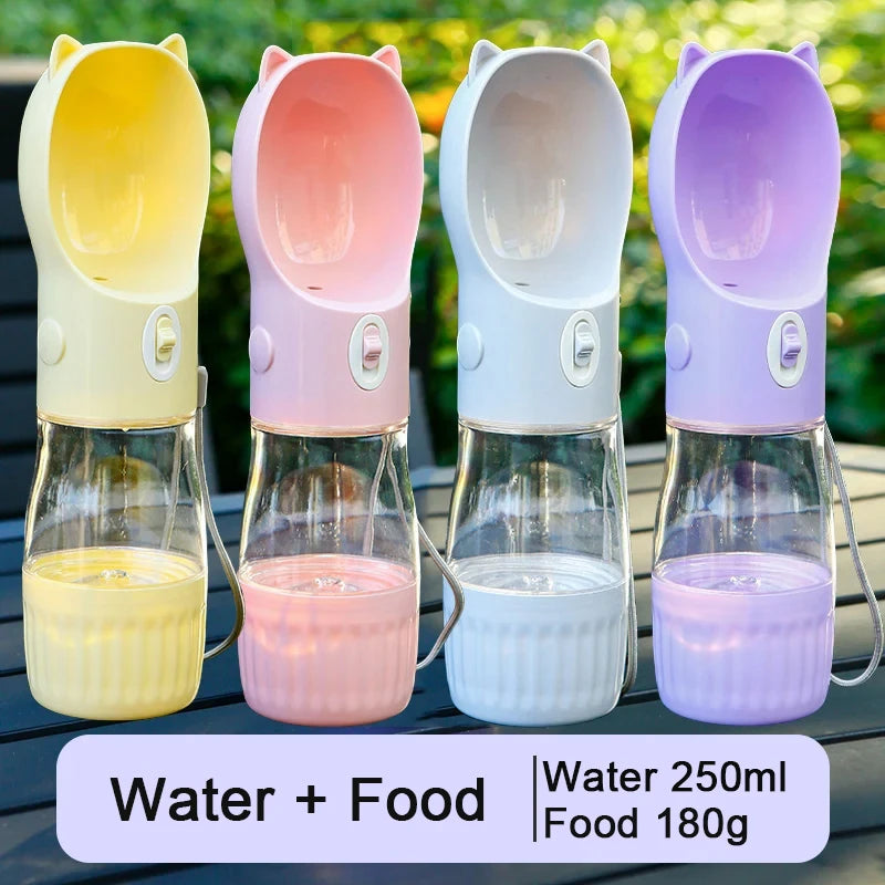 Portable Water Bottle with Food Container for Small To Medium  Dogs.