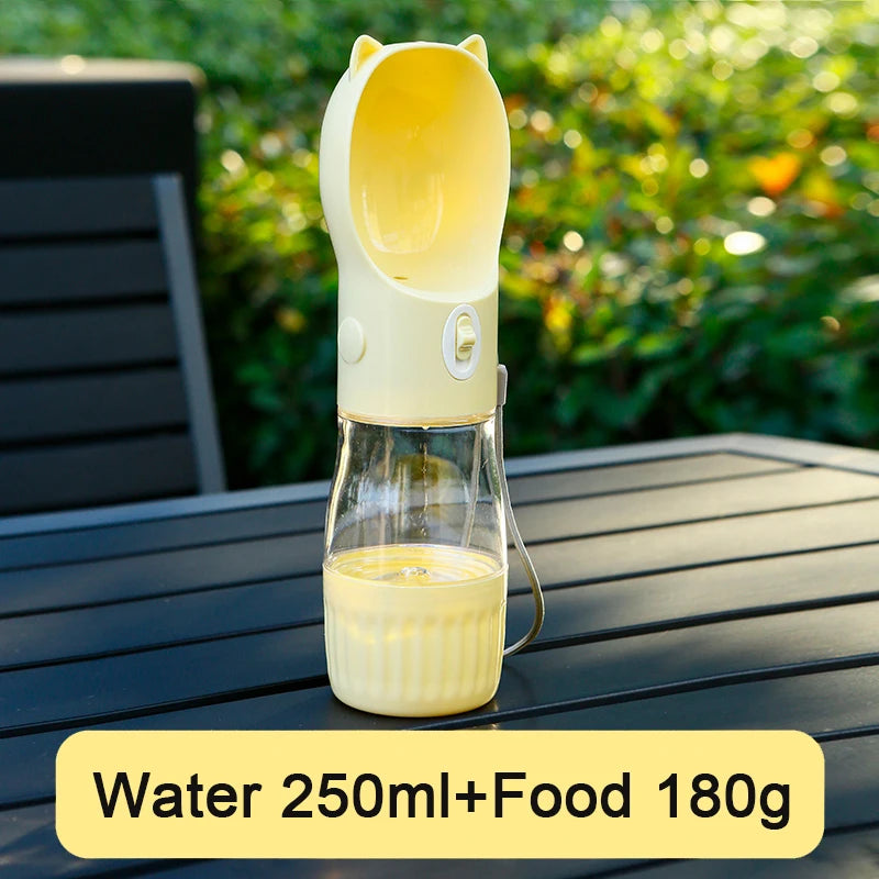 Portable Water Bottle with Food Container for Small To Medium  Dogs.