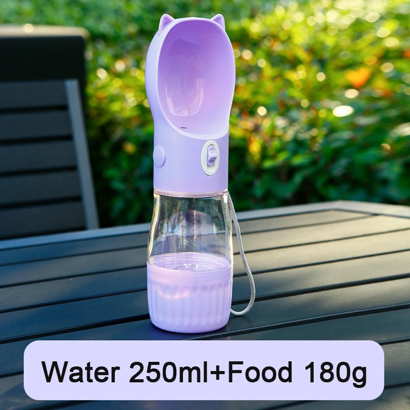 Portable Water Bottle with Food Container for Small To Medium  Dogs.