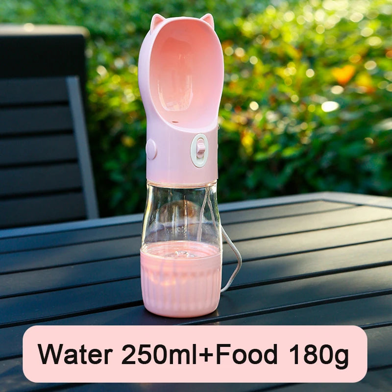 Portable Water Bottle with Food Container for Small To Medium  Dogs.